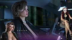 Big tits milf in fishnets and cosplay costume flashes boobs during outdoor public upskirt at cinema