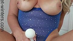 Blonde Thick Teacher Tries Black Inflatable Dildo in Tight Pussy Joi