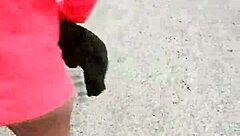 horny mexican prostitute showing ass and natural tits on public road in latina style