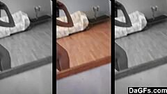 Gaze Intently At Petite Brunette Teasing In Mirror Without Touching