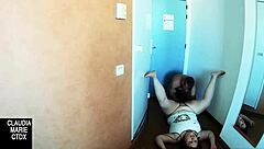 they play licking nipples until he gets hard then devours her wet pussy