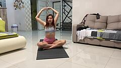 angie elif hot small 18+ tits brunette love play pussy after yoga. she enjoys softcore solo in bedroom.