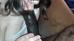 bbw slut enjoys sucking cock for cumshot