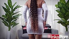 petite peruvian girl with curvy ass tries her first casting interview