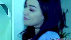 Latina babe's intriguing lesbian tribbing with blonde and brunette