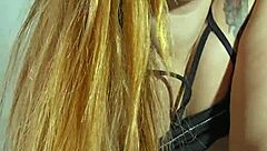 exhibitionist flashes while trying on lycra panties and masturbating for fan