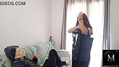 Vovó ventura dreams of the sexy brunette maid with big tits and tattoo fingering her big clit pussy