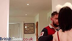 Collared British 18 year old submits to rough domination and huge cumshot in kitchen