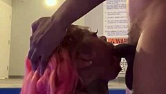 Hey, loving this intense dick sucking session at the pool with deepthroat action