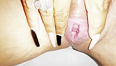 Juicy Latina begs daddy to stop deepthroat blowjob on huge cock with squirting orgasm