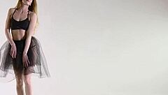 Sexy Blonde Teen Demonstrates Flexible Gymnastic Skills In Athletic Workout Session