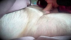 Redhead In Red Lingerie Teasing And Sucking Him Off