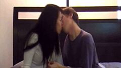 Amateur Asian beauty Jade with big tits gets her pussy intensely penetrated by interracial guy.