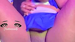 cheerleader bounces huge tits while squirting wildly