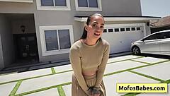 why is this sexy hot brunette angelina moon sucking and sliding a huge fat dick deep in her shaved pussy?