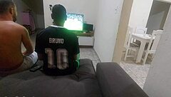 seductive wife enjoys double penetration with husband and friend after bet