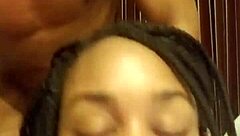 an ebony babe got fucked rough and nasty with big black cock in a hotel room quickie. cumshot and facial followed the passionate action.