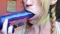 Vanessa hastings surprises with messy deepthroat on dildo involving spit and choking for fetish fun