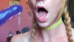 Vanessa hastings surprises with messy deepthroat on dildo involving spit and choking for fetish fun