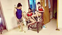 desi college threesome turns rough with passionate pussy fisting