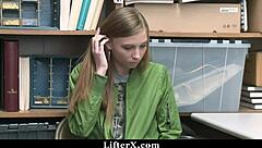 lp officer catches shoplyfter teen bent over in garage punishment