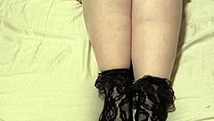 i cum hard in white pantyhose black lace socks