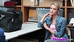 blonde thief caught bent over big rod pounding