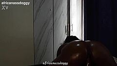 Soft jiggly ebony ass bounces on oiled big black cock