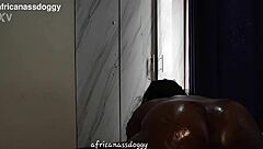 Soft jiggly ebony ass bounces on oiled big black cock