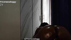 Soft jiggly ebony ass bounces on oiled big black cock