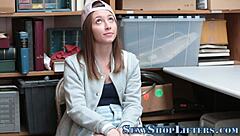 horny thief caught stroking cop's cock for facial cumshot