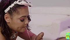 ashlyn peaks flaunts huge milky tits in busty workout tease