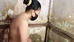 Housewife masturbates hairy pussy in bathroom solo