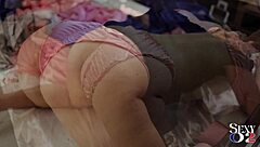 French slut black leather pants pink panties doggystyle rimjob