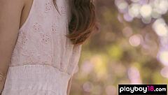 Bianka Helen Brunette German Strips Poses Nude Outdoor Petite Pussy