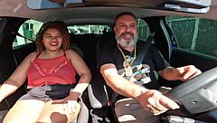 emily leoa slams giant ass down in car public ride