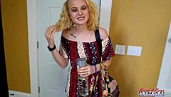 Petite blonde bonnie wolf masturbates rimjobs deepthroats cock