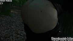 Femdom Mistress Fists Perverted Trainee's Ass Outdoor with Strapon Fury