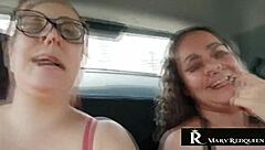 street interview turns wild flashing big tits redhead milf in car