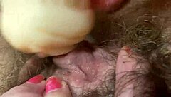 Watch me fuck my hairy big clit tight pussy hardcore dripping wet