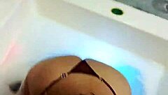Colombian bodybuilder flashes huge ass tits in jacuzzi