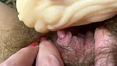 Watch me fuck my hairy big clit tight pussy hardcore dripping wet