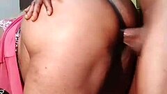 shaved pussy bent over doggystyle in retro homemade monster cock pounding