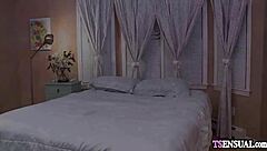 Hey redhead shemale, feel that businessman's hard cock wrecking your ass?