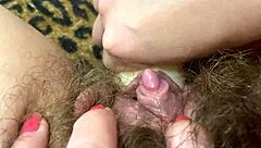 Watch me fuck my hairy big clit tight pussy hardcore dripping wet