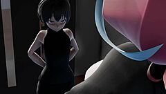 Animated hentai teens masturbate wildly on the staircase