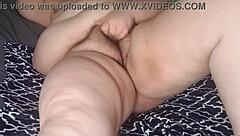 plump hairy pussy drips during fat solo masturbation 😍