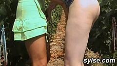 British Bitches Flash and Fuck in Wild Outdoor Threesome Orgy