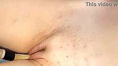 stepsis's tight shaved pussy drips from sneaky paint brush play