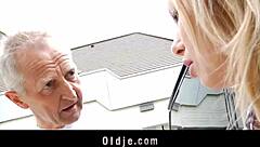 lucky old man pounds sexy young blonde cowgirl style in van